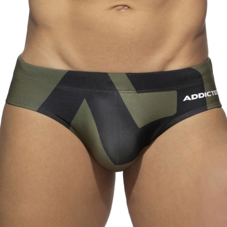 Addicted AD Logo Swim Briefs - Khaki