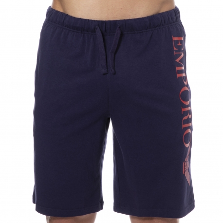 Emporio Armani Shiny Big Logo Shorts - Navy