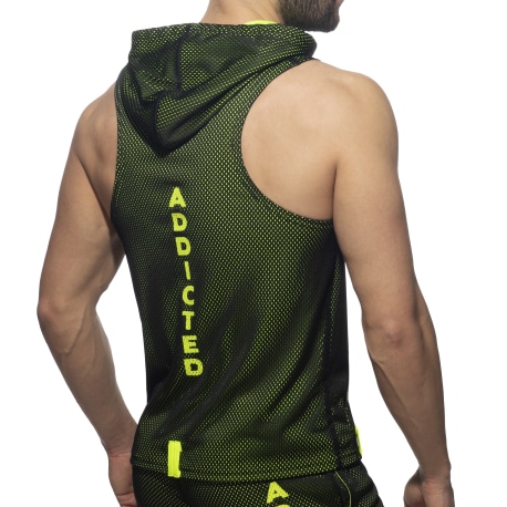 Addicted Sleeveless Loop Mesh Hoodie - Black