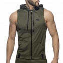 Addicted Sleeveless Loop Mesh Hoodie - Khaki