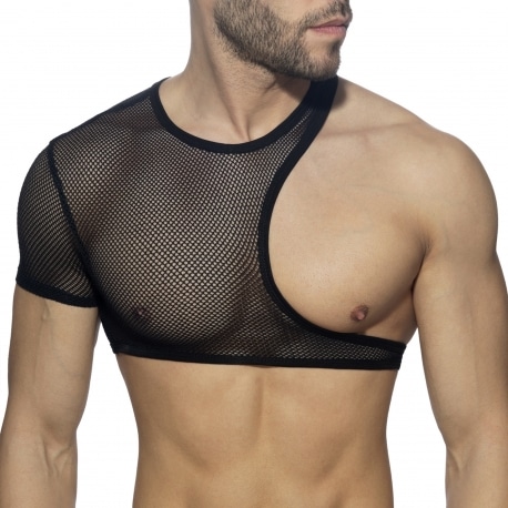 AD Fetish Irregular Mesh Crop Top - Black