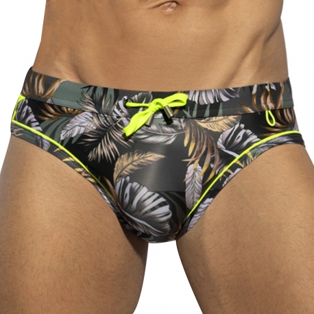 ES Collection Fall Leaves Swim Briefs - Khaki