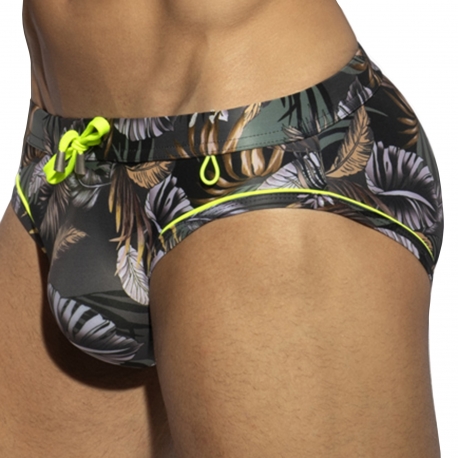 ES Collection Fall Leaves Swim Briefs - Khaki