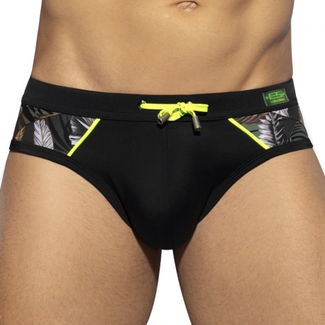 ES Collection Fall Leaves Combi Swim Briefs - Black