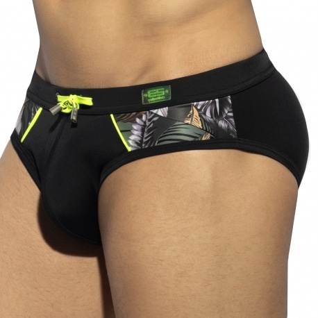 ES Collection Fall Leaves Combi Swim Briefs - Black