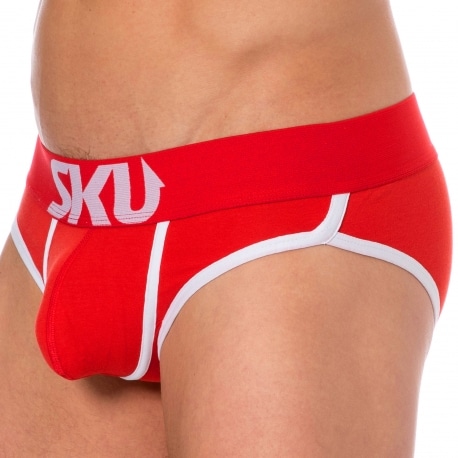 SKU Striped Cotton Mini Briefs Red White INDERWEAR