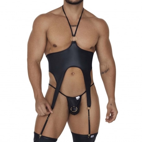 CandyMan Leatherette Harness - Jockstrap Outfit - Black