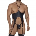 CandyMan Ensemble Harnais - Jock Strap Simili Cuir Noir