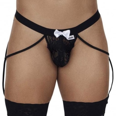 CandyMan Lace Garter Briefs - Black