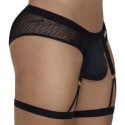 CandyMan Mesh - Leatherette Garter Briefs - Black