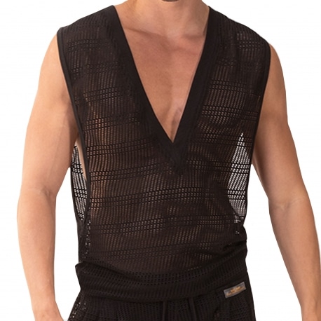 Barcode Mayo Mesh Tank Top - Black