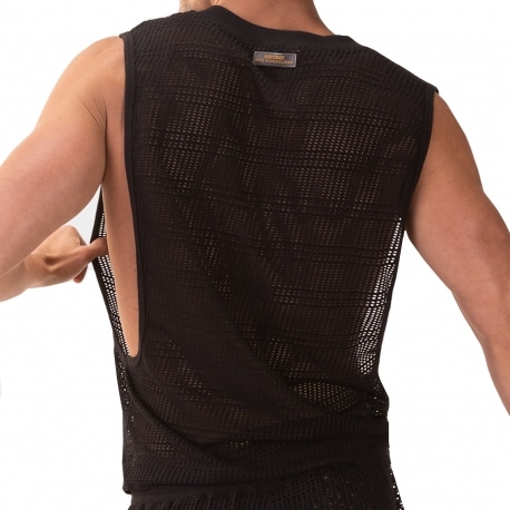 Barcode Mayo Mesh Tank Top - Black