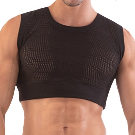 Barcode Luz Mesh Crop Top - Black