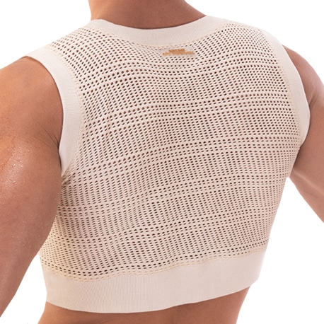 Barcode Luz Mesh Crop Top - Nude