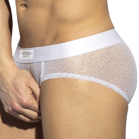 ES Collection Glitter Net Briefs - White