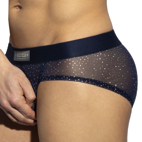 ES Collection Glitter Net Briefs - Navy