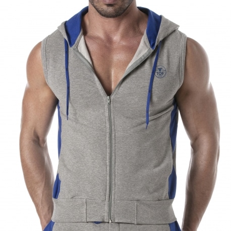 TOF Paris Sporty Sleeveless Hoodie - Heather Grey