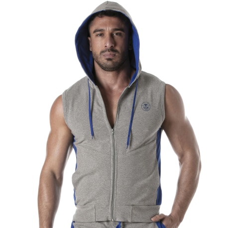 TOF Paris Sporty Sleeveless Hoodie - Heather Grey