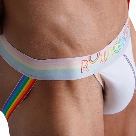 Rounderbum Jock Strap Lift Neon Pride Blanc