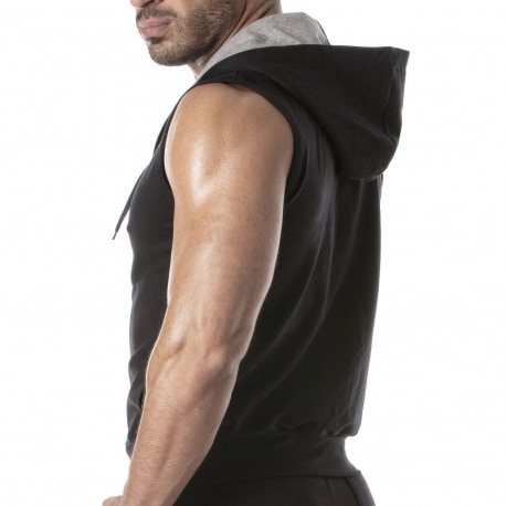 TOF Paris Sporty Sleeveless Hoodie - Black