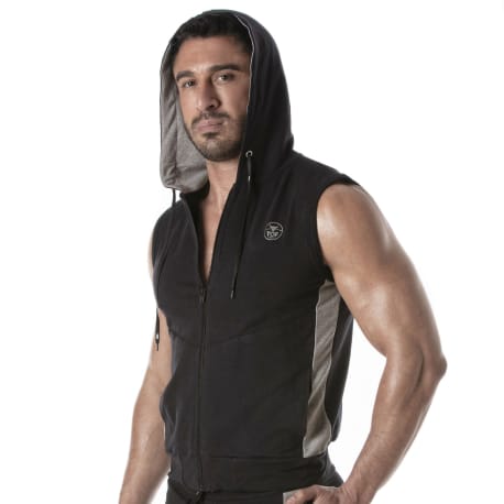 TOF Paris Sporty Sleeveless Hoodie - Black