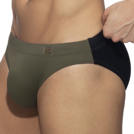 Addicted Bicolor Swim Briefs - Khaki - Black