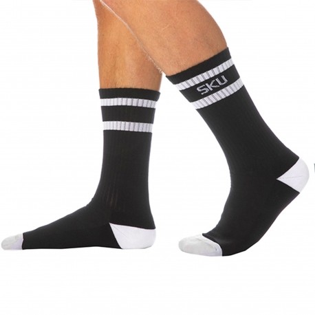 Black w/ White Striped Athletic Socks