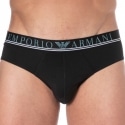 Emporio Armani Mixed Waistband Cotton Briefs - Black