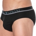 Emporio Armani Mixed Waistband Cotton Briefs - Black