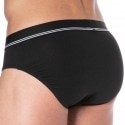 Emporio Armani Mixed Waistband Cotton Briefs - Black