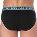 Emporio Armani Mixed Waistband Cotton Briefs -  Black - Blue