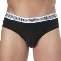 Emporio Armani Mixed Waistband Cotton Briefs -  Black - White