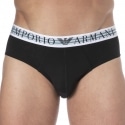 Emporio Armani Slip Mixed Waistband Coton Noir - Blanc