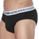 Emporio Armani Mixed Waistband Cotton Briefs -  Black - White