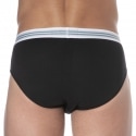 Emporio Armani Mixed Waistband Cotton Briefs -  Black - White