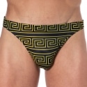 Sweet Banana Greek Frame Swim Thong - Black - Gold