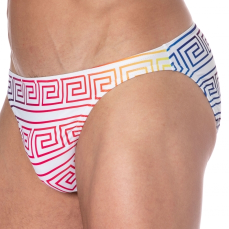 Sweet Banana Greek Frame Swim Briefs - Rainbow