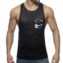 Addicted Pocket Contrast Tank Top - Black - Camo