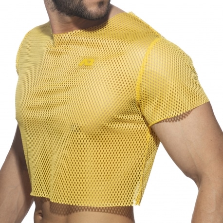 Addicted T-Shirt Crop Mesh Jaune