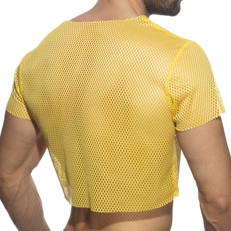 Addicted T-Shirt Crop Mesh Jaune