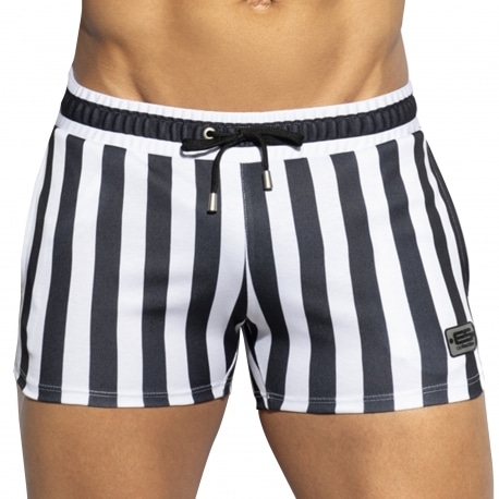 Modus Vivendi Striped Through Jogging Shorts - Black - White