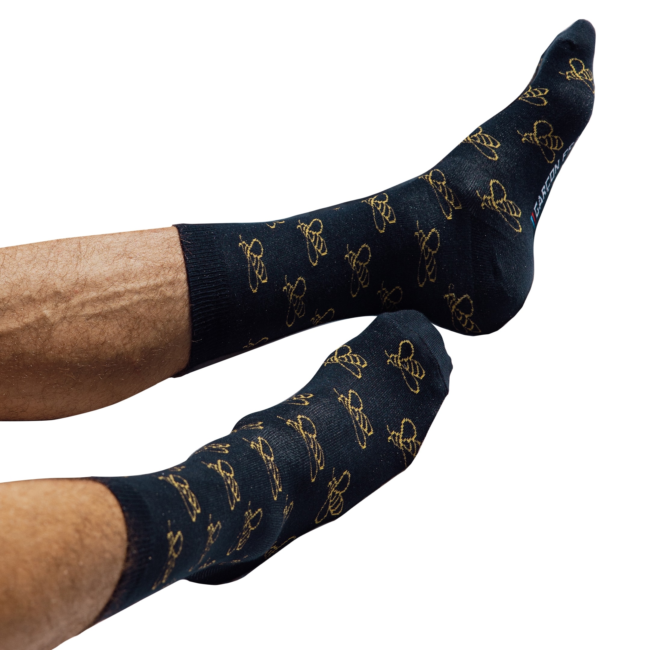 Garçon français Bees Cotton Dress Socks - Navy