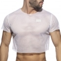 Addicted T-Shirt Crop Mesh Blanc