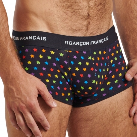 Garçon Français Rainbow Stars Cotton Trunks - Navy