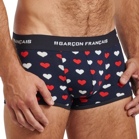 Men's boxers with printed hearts - Garçon Français made in France