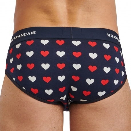 Garçon Français Hearts Cotton Briefs - Navy Blue