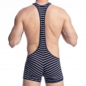 L'Homme invisible Querelle de Brest Singlet - Navy - White Stripe