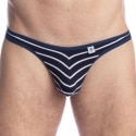 L'Homme invisible String Bikini Querelle de Brest Rayé Marine - Blanc