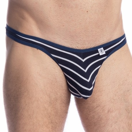 L'Homme invisible Querelle de Brest Bikini Thong - Navy - White Stripe