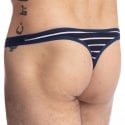 L'Homme invisible String Bikini Querelle de Brest Rayé Marine - Blanc